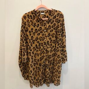 Free People Intimately Leopard Print Button-Up Tunic
